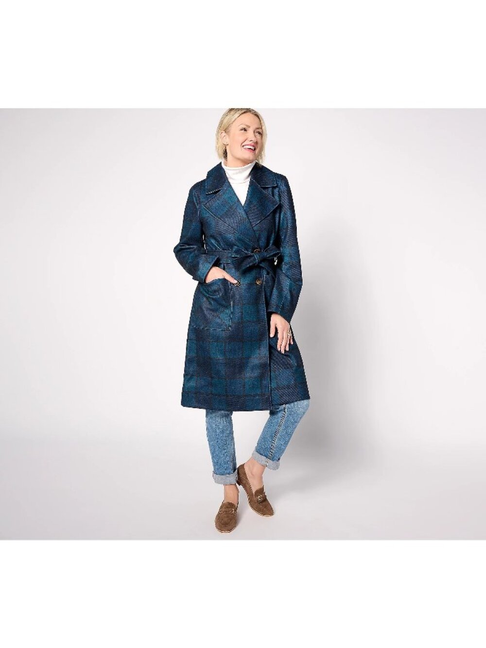 Thread Collective Trench Coat XL Patterned Trench Navy Plaid Dark Academia NEW